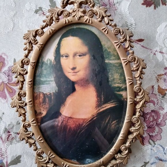 Other - Vintage Mona Lisa Brass Oval Frame 1960's Italy